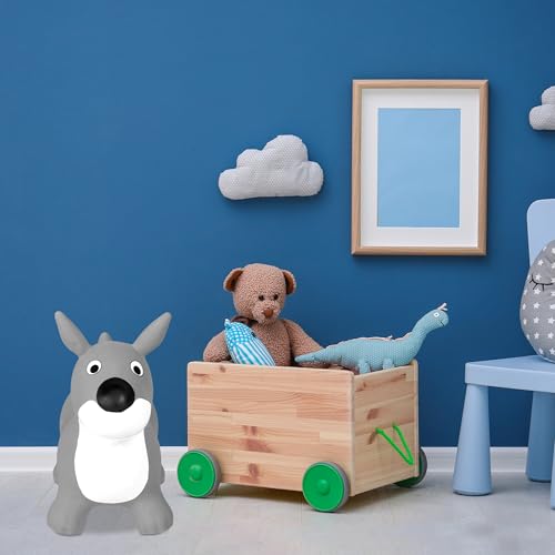 Relaxdays Hüpftier Hund, Springtier, bis 50 kg, BPA frei, für Kinder ab 3 Jahren, inklusive Luftpumpe, Hopser, grau/weiß