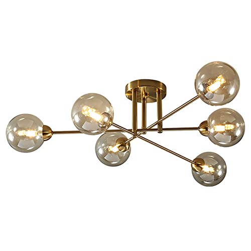 Lustre en verre suspendu de style moléculaire moderne au fini chaleureux haut de gamme