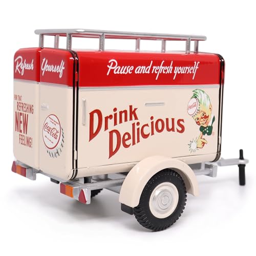 Trailer de viaje crema con techo rojo Coca-Cola 1:24 miniatura 2