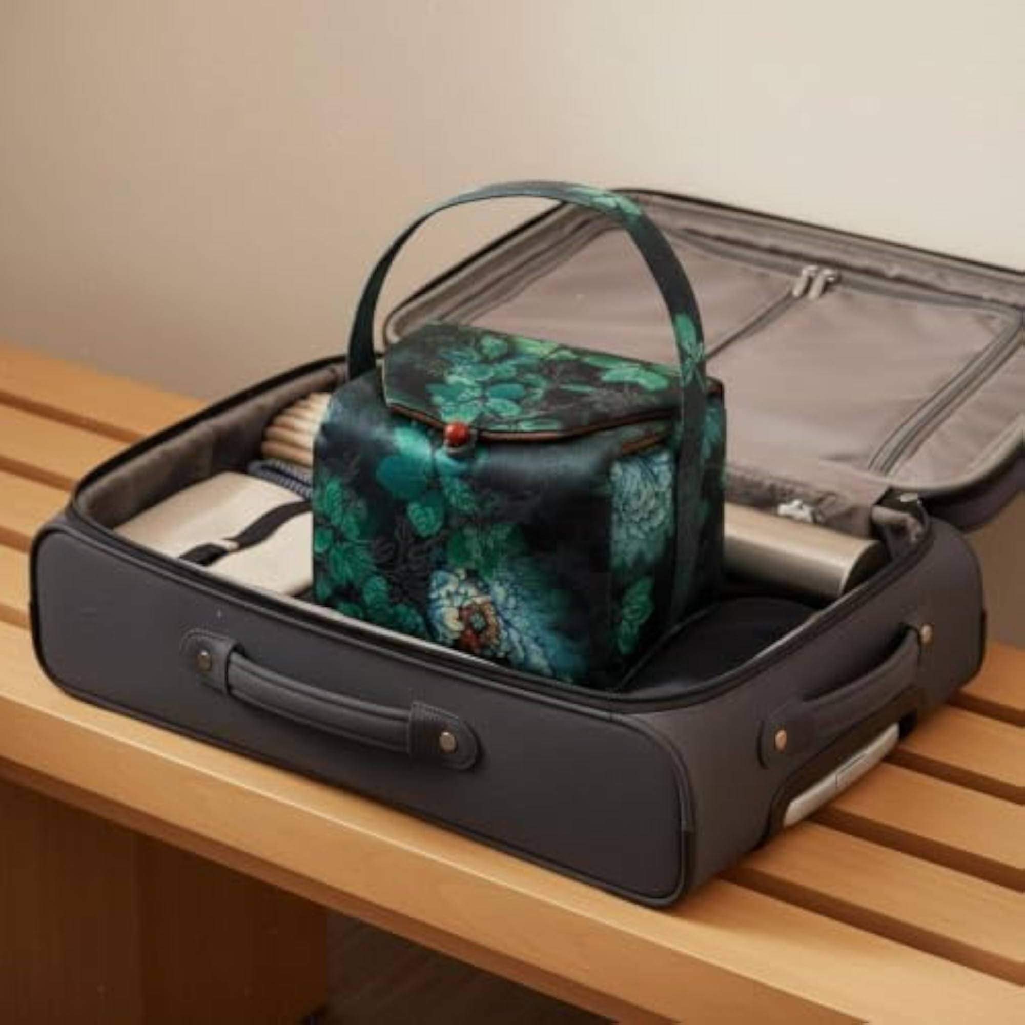 Portable Tea Ware Storage Case, Handmade Chinese Style
