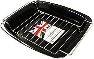 37cm Vitreous Enamel Long Life Roasting Pan Tray & Rack Made in England
