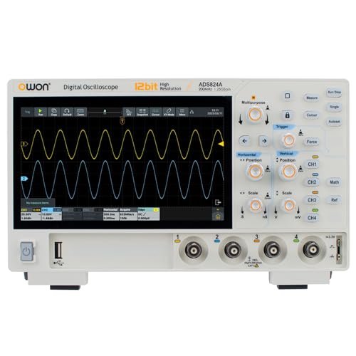 Image of OWON ADS824A Oscilloscope, 200MHz 4 Channels Oscilloscope 7 inch LCD | 12bits Vertical Resolution Oscillograph, 50M Memory Depth 1.25GSa /s Sample Rate