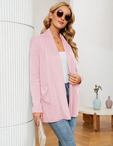 Image of Micoson Women's Long Sleeve Open Front Cardigan Casual Loose Lightweight Cardigans with Pockets