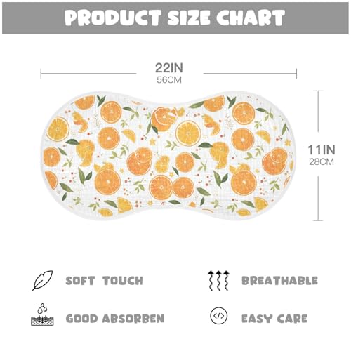 White Minimalist Fruits Oranges Cotton Muslin Baby Burp Cloths Soft and Absorbent Milk Spit Up Cloth for Unisex Set of 2, 22x11in4