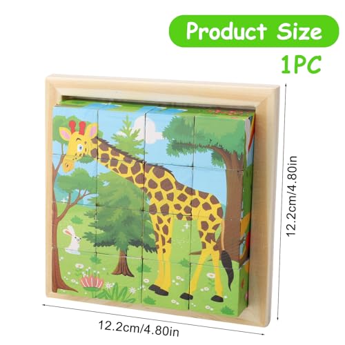 KQDRAVINE Würfelpuzzle Holz, Holzpuzzle 3D,Würfelpuzzle Puzzlespiele 6 in 1 Tier-Motive für Kinder,Montessori Spielzeug,lernendes pädagogisches Holzpuzzle-Spielzeug,Holzspielzeug ab 3 4 5 Jahren
