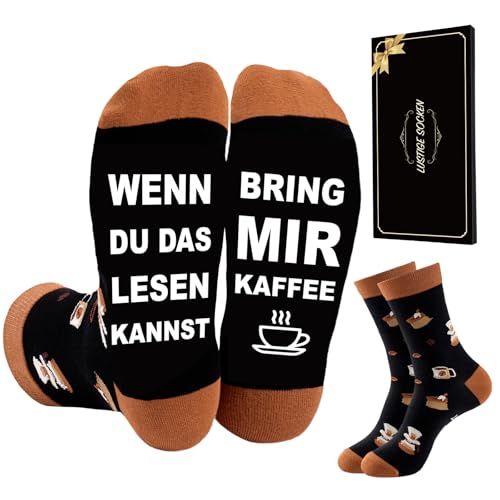 SockWaddles Lustige Socken Herren mit Sprüchen Bring Mir Kaffee Socken Geschenkidee für Kaffeeliebhaber Männer Opa Papa zu Weihnachten Geburtstag Vatertag Valentinstag Adventskalender Füllung