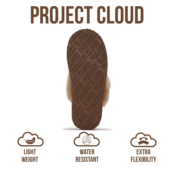 Project Cloud Genuine Leather Slippers for Women Footwear with Real Sheep Wool Lining Womens Clogs & Mule - Non-Slip Indoor/Outdoor Scuff Womens Slippers with Memory Foam Insole (Henka)