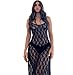 ANKOMINA Women Sexy Mesh See Through Floral Lace Dress Spaghetti Strap Backless Lace Up Long Maxi Dress Party Club Dresses Black