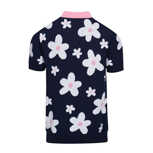 OXKNIT V-Neck Knit Polo for Men Geometric Patterns Dark Blue Knit Casual Golf Poloshirts2