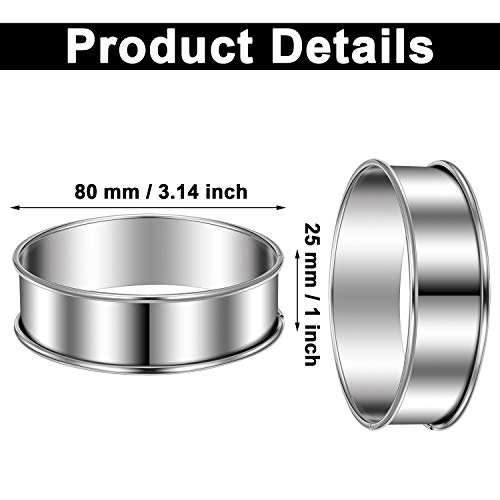Boao 16 Pcs English Muffin Rings Nonstick Double Rolled Crumpet Rings Round Cookie Cutter Biscuit Cutters Double Rolled Tart Stainless Steel Round Muffin Tart Molds for Home Baking(3 Inch)