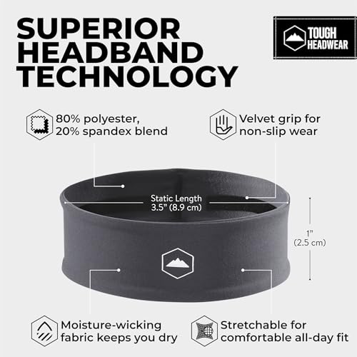 Image of Tough Headwear Tough Outfitters Headband for Men - Mens Headbands - Working Out Sports Performance Head Bands - Athletic Cycling Running Sweat Band, Football Headbands - Sweat Bands Men /Women