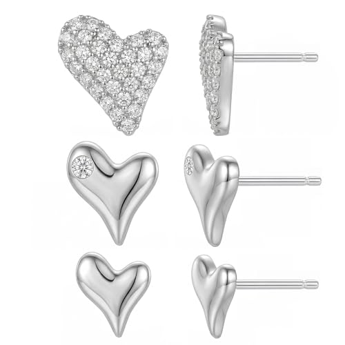SAVORI 3-Pair Heart Stud Set