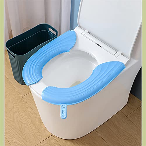 CRAFX Weiche Toilettensitzauflage mit Griffen, waschbare Toilettenwärmerauflagen, warm, hautfreundlich für universelle Toilettenauflagen,blau – Bild 4