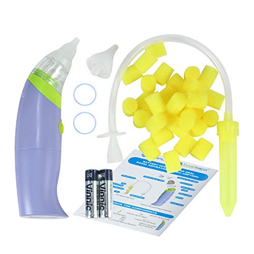 Amplim Battery Operated Baby Nasal Aspirator with Snot Sucker and 30 Hygiene Filters, AMP1906, Blue - Thumbnail 3