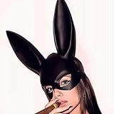 Nicute Bunny Masquerade Mask Black Rabbit Ears Mask Halloween Mask Cosplay Costume Masks for Women
