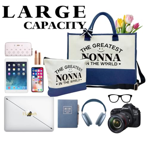 The Greatest Nonna Bag Gifts, Canvas Tote Bag for Grandma, Grandma Gifts, Cosmetic Bag, Makeup bag, Travel Bag Gifts for Nonna, Canvas Tote Bag With Zipper, Mothers Day Christmas Gifts A503