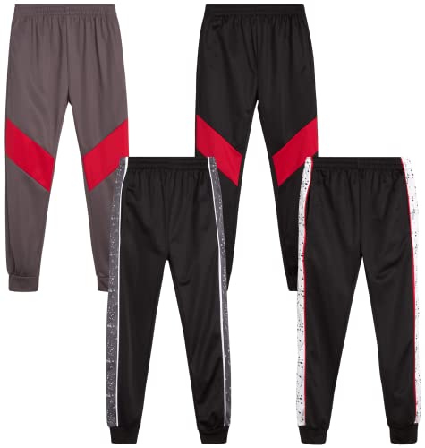 Quad Seven Boys Sweatpants - 4 Pack Active Tricot Boys Joggers for Kids - Performance Athletic Pants with Pockets (4-18), Size 16-18, Black Moto/Paint Splatter