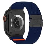 BIGHAS アップルウォッチ バンド ナイロン コンパチブル 49mm 46mm 45mm 44mm 42mm 41mm 40mm 38mm Apple Watch Ultra 3 2 1 iWatch Series 11/10/9/8/7/6/5/4/3/2/1/SE メンズ レディース おしゃれ (ネイビー（黒のバックル）, 38/40/41/42mm)
