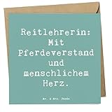 Mr. & Mrs. Panda Deluxe Karte Spruch Reitlehrerin Herz - Geschenk, handgefertigte Geschenke, Hochzeitskarte, Reitausbildung, Beruf, Grußkarte,