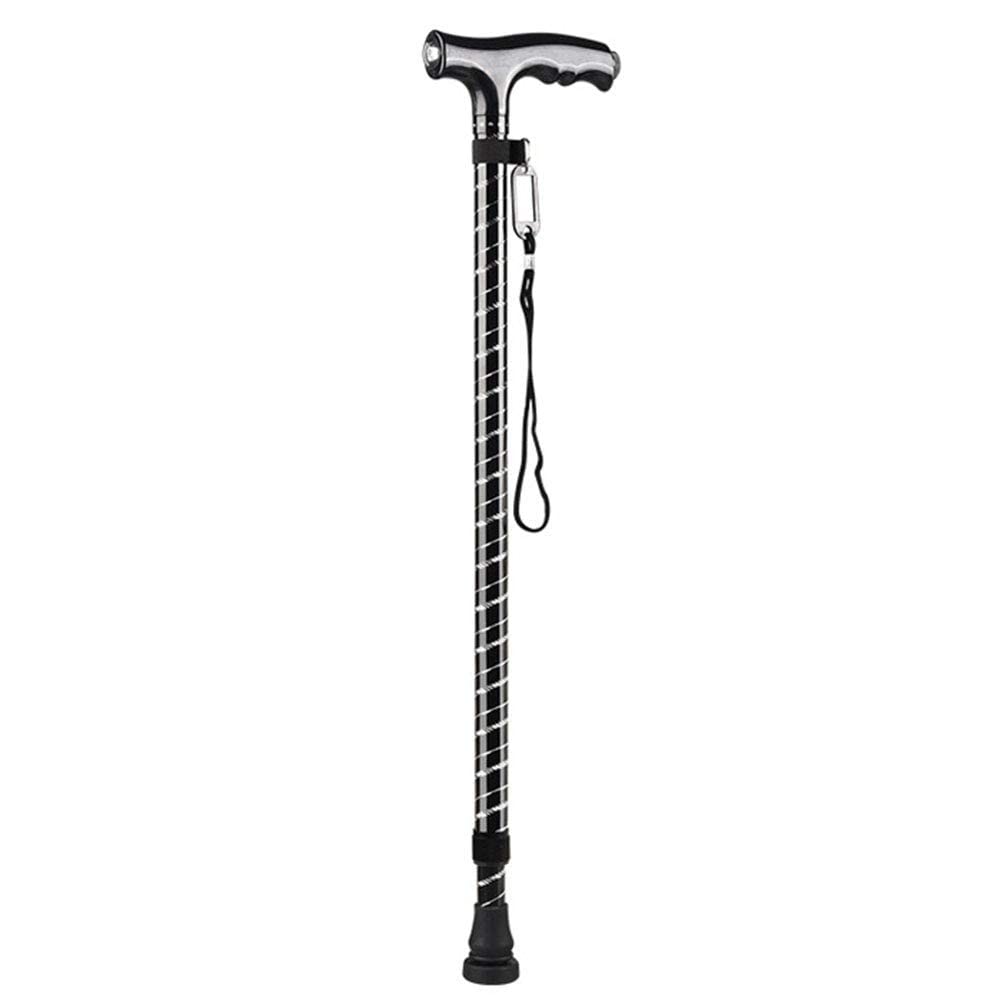 BJH Bastón de Altura Ajustable con Luz LED Bastón de Aleación de Aluminio Plegable Ligero Portátil Bastón de Escalada para Hombres Mujeres Interesting