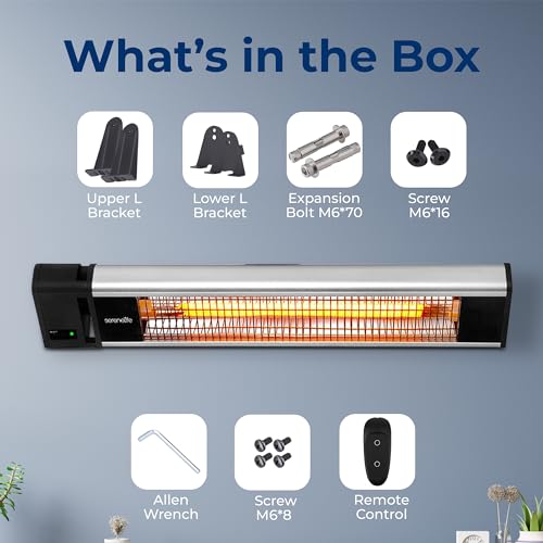 SereneLife Infrared Patio Heater, 1500W, IP65 Approved, Odorless, Wall-Mounted Heater with Remote, Indoor/Outdoor for Patio, Restaurant, Backyard, Garage, Decks by SereneLife - Image 6