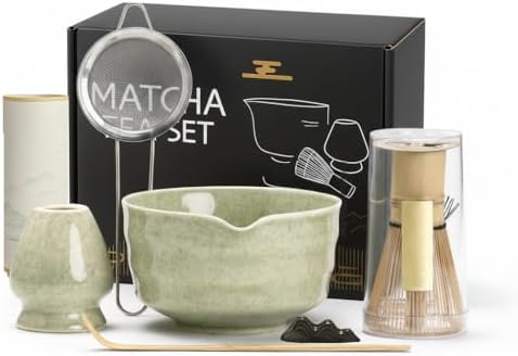 Matcha Whisk Set – 7-Piece Matcha Kit with Spouted Bowl, Bamboo W...