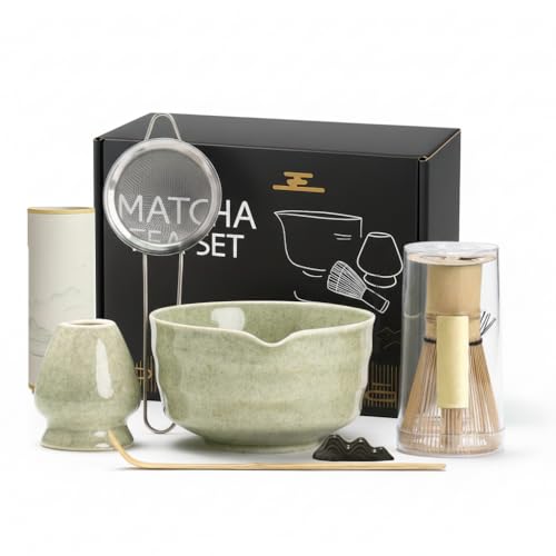 Domulux Matcha Whisk Set – 7-Piece Matcha Kit with Spouted Bowl, ...