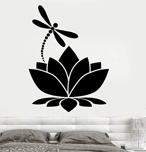 T-YIFUZX Vinilo de libélula de Loto Utilizado para decoración Mural decoración del hogar decoración de Sala de Estudio de Yoga decoración Mural Chica Dormitorio Mural 55x75CM