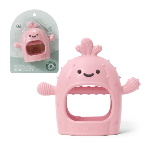 Momcozy Baby Teething Toys Food Grade Silicone Baby TeetherTeething Mitten for Babies 06 MonthsTeethers for Babies 612 MonthsAnti Drop Wrist Teether with Multiple Chew Points Pink