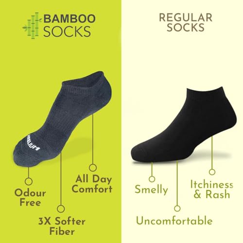 Image of HEELIUM Bamboo Ankle Socks for Men & Women | Ultra-Soft, Odour-Free, Thin & Breathable | 3X Softer than Cotton | Sizes - M (UK 4-8) & L (UK 9-13)