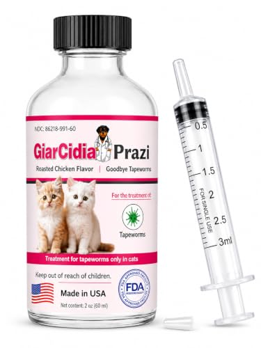 No More Tapeworms in Cats and Kittens- Dewormer for Cats and Dewormer for Kittens - 60mls Chicken Flavour with 3ml Dropper-USA Made Oral Suspension