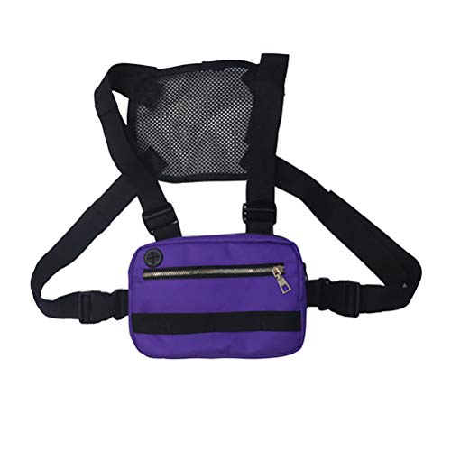 Ahagut Chest Rig Bag, Taktisch Brusttasche Einstellbare Taktische Brusttaschen Gürteltasche Streetwear Gürteltaschen, Funktionelle Gürteltaschen(Lila) Cover