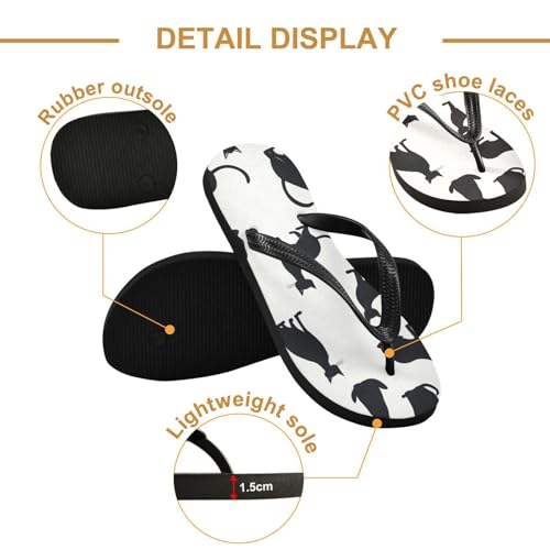Mens Flip Flops Black Cat CuteSandal Flip Flops for Women Summer Beach Slipper 214B32292