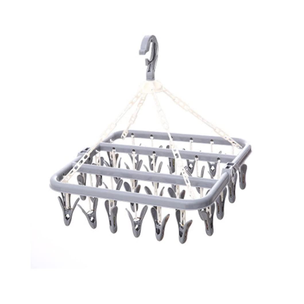 32 Clips Folding Clothes Drying Rack - Versatile Hanger for Socks, Underwear, Towels, Bras, Lingerie & Baby Clothes