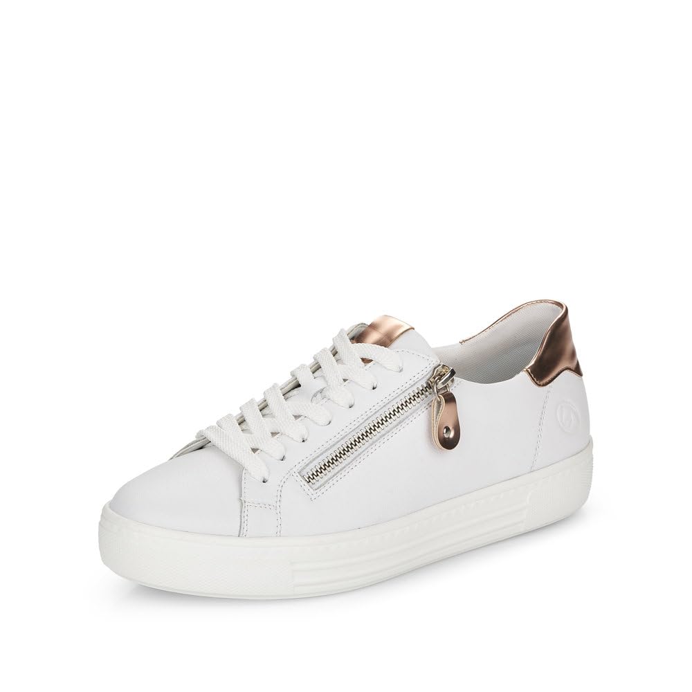 Remonte Ladies Platform Zip Detailed Trainers D0903-81 - White Combination Leather - UK Size 6.5 - EU Size 40 - US Size 8.5