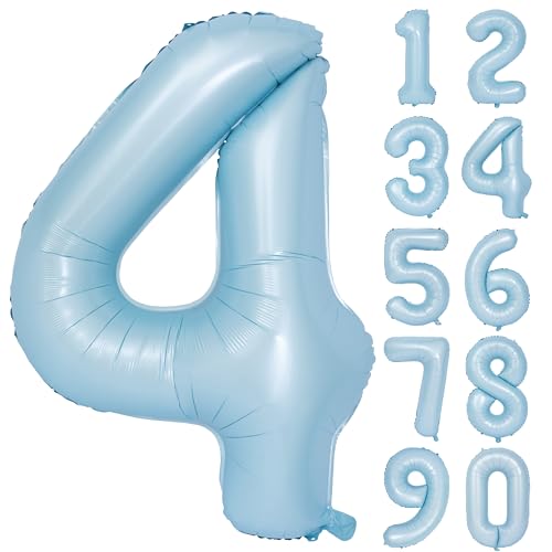 Image of 40 In Matte Blue Number Balloon 4 large Big Foil Mylar Balloon Blue Balloon