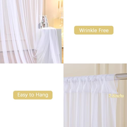 Cortinas de tul blanco con luces, 4 paneles 20ft x 10ft miniatura 7