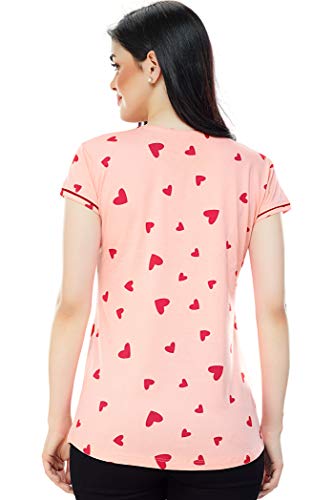 Image of ZEYO Women's Regular Fit Cotton Maternity Heart Printed Feeding Top 5345
