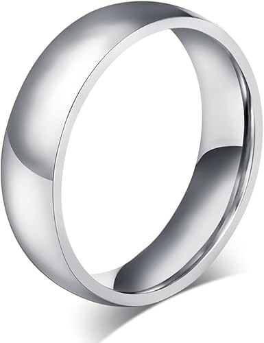 TTVOVO Mens Basic Ring Wedding Bands 2MM 4MM 6MM 8MM 10MM Stainless Steel Simple Rings for Men Women SilverBlackBlue Engagement Band Plain Domed