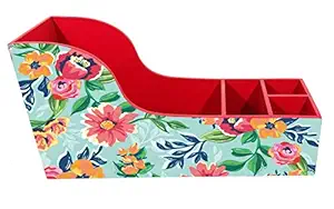 Embell Engineered Wood Products Large Book Shelves Rack Heavy Duty Book Rack Stand For Table&Wall Shelves To Hold Books,Magazines,Cookbooks (Pink Color,Leaves Flower Design) (Red)