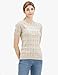 Cable Stitch Women's Ripple Stitch Short Sleeve Sweater - Crewneck Pointelle Knit Cotton Pullover Top (Small, Taupe)