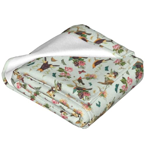 Couverture micro-polaire oiseau douce et chaude pour lit et canapé