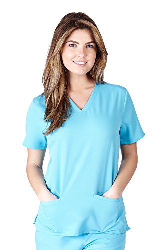Ultra Soft Scrubs - Womens Three Pocket Scrub Top, Water Blue 38782-XX-Large