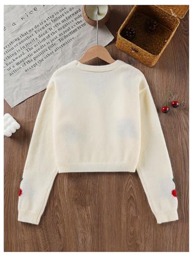 SHENHE Girl's Cherry Cardigan Sweater Button Down Lightweight Soft Knit Fall Crop Cardigan2