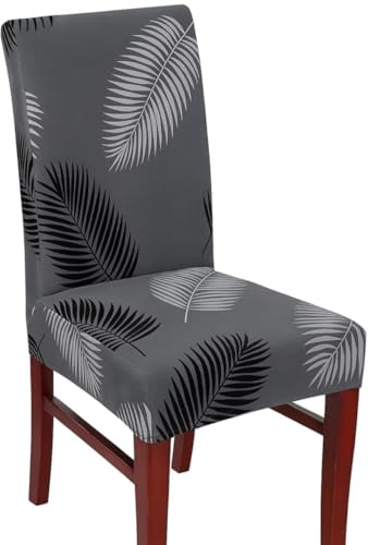 Image of Homerz Premium 6 Seater Dining Table Cloth with 6 Dining Chair Covers,Elastic Fitted Chair Slipcovers, Printed Polycotton Fabric, Table Cloth Size 60x90 inch (Grey Fauna)
