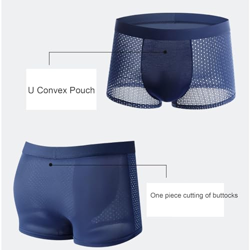 Evankin Men's Boxer Brief Underwear Hollow Sexy See Through Underwear Ice Silk U Convex Pouch Boxer Underpants Shorts3