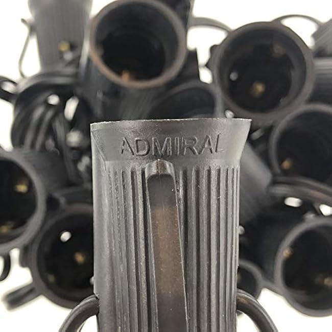 Holiday Lighting Outlet C9 Christmas Light String, Patio Event Lighting, Black Cord, 12 Socket Spacing, E17 (50')