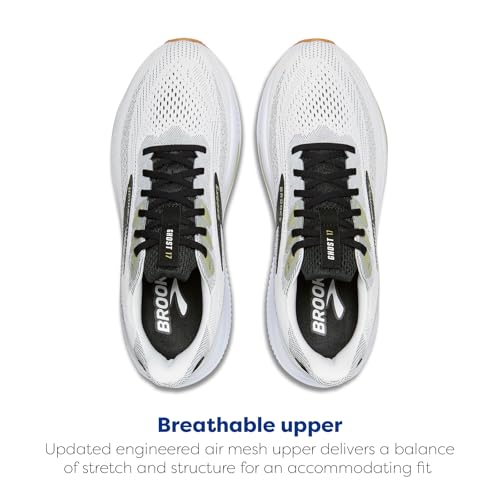 Brooks Brooks Men’s Ghost 17 Neutral Running Shoe - White/Black/Tea - 12 Medium