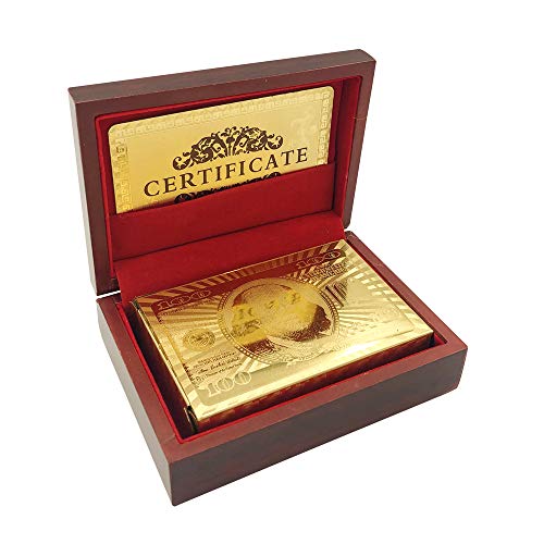 Yuanhe Goldfarbenes Kartendeck: Wasserdichte Spielkarten, luxuriöse Spielkarten mit Holz-Geschenk-Box, ideal für Pokerkarten, Spielabende und Casino-Partys – Bild 5