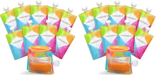 Baby Brezza Reusable Baby Food Storage Pouches,7oz - Make Organic Food Puree for Kids or Toddlers and Store in Refillable Squeeze Pouches,Bulk Set is Freezer Safe & Washable,10 Count (Pack of 2) - image 1